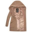 Marikoo Maikoo Damen Mantel mit Kapuze Trenchcoat Jacke B819 Taupe Grey Größe XL - Gr. 42