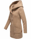 Marikoo Maikoo Damen Mantel mit Kapuze Trenchcoat Jacke B819 Taupe Grey Größe XXL - Gr. 44