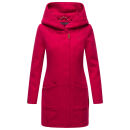Marikoo Maikoo Damen Mantel mit Kapuze Trenchcoat Jacke B819 Fuchsia Größe M - Gr. 38