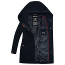 Marikoo Maikoo Damen Mantel mit Kapuze Trenchcoat Jacke B819 Dark Navy Größe L - Gr. 40