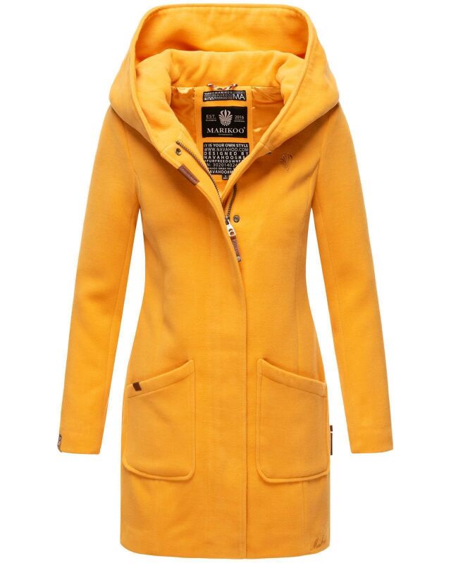 Marikoo Maikoo Damen Mantel mit Kapuze Trenchcoat Jacke B819 Gelb Größe S - Gr. 36