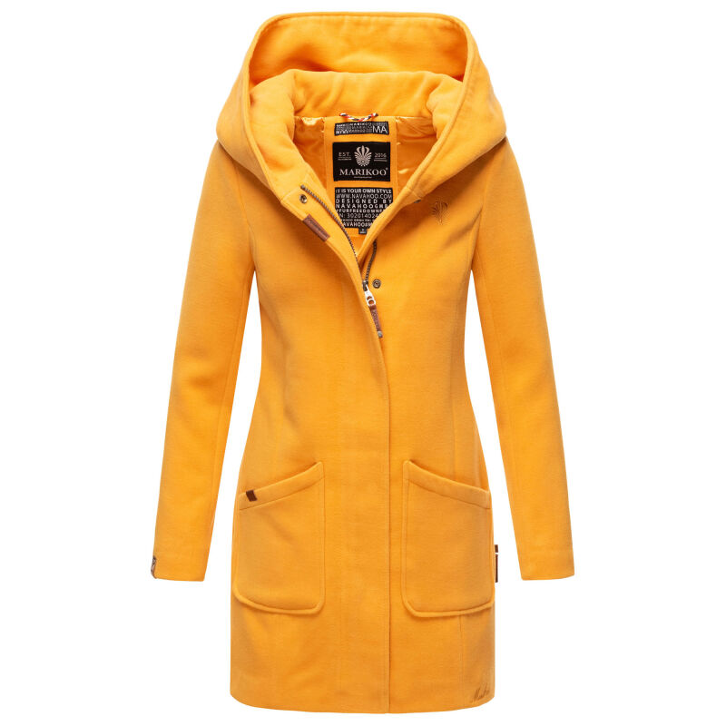 Marikoo Maikoo Damen Mantel mit Kapuze Trenchcoat Jacke B819 Gelb Größe XL - Gr. 42