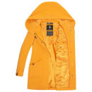 Marikoo Maikoo Damen Mantel mit Kapuze Trenchcoat Jacke B819 Gelb Größe XL - Gr. 42
