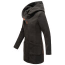 Marikoo Maikoo Damen Mantel mit Kapuze Trenchcoat Jacke B819 Anthrazit Melange Größe S - Gr. 36