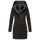 Marikoo Maikoo Damen Mantel mit Kapuze Trenchcoat Jacke B819 Anthrazit Melange Größe M - Gr. 38