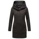 Marikoo Maikoo Damen Mantel mit Kapuze Trenchcoat Jacke B819 Anthrazit Melange Größe M - Gr. 38