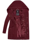 Marikoo Maikoo Damen Mantel mit Kapuze Trenchcoat Jacke B819 Bordeaux Melange Größe S - Gr. 36