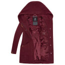Marikoo Maikoo Damen Mantel mit Kapuze Trenchcoat Jacke B819 Bordeaux Melange Größe S - Gr. 36