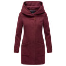 Marikoo Maikoo Damen Mantel mit Kapuze Trenchcoat Jacke B819 Bordeaux Melange Größe M - Gr. 38