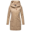 Marikoo Maikoo Damen Mantel mit Kapuze Trenchcoat Jacke B819 Taupe Melange Größe M - Gr. 38