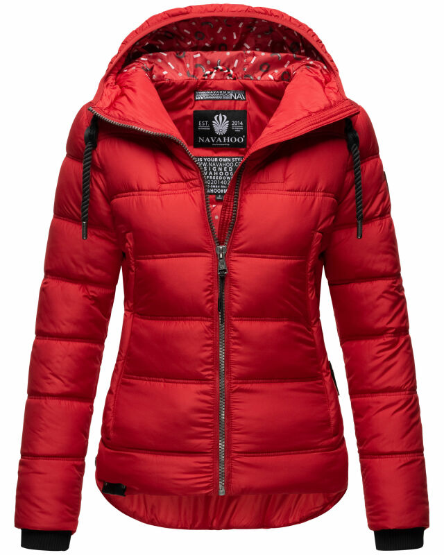Navahoo Renesmee Damen Winter Steppjacke mit Kapuze B878 Rot-Gr.S