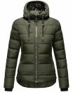 Navahoo Renesmee Damen Winter Steppjacke mit Kapuze B878 Olive-Gr.XS