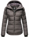 Navahoo Renesmee Damen Winter Steppjacke mit Kapuze B878 Dunkelgrau-Gr.M