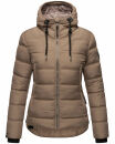 Navahoo Renesmee Damen Winter Steppjacke mit Kapuze B878 Taupe-Gr.S