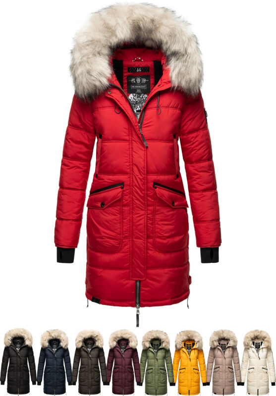 Marikoo Chaskaa Damen Kapuze Kunstfell Winter Jacke warm...