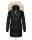 Marikoo Chaskaa Damen Kapuze Kunstfell Winter Jacke warm lang gesteppt B879 Schwarz-Gr.XS