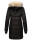 Marikoo Chaskaa Damen Kapuze Kunstfell Winter Jacke warm lang gesteppt B879 Schwarz-Gr.XS