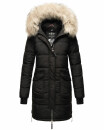 Marikoo Chaskaa Damen Kapuze Kunstfell Winter Jacke warm lang gesteppt B879 Schwarz-Gr.S