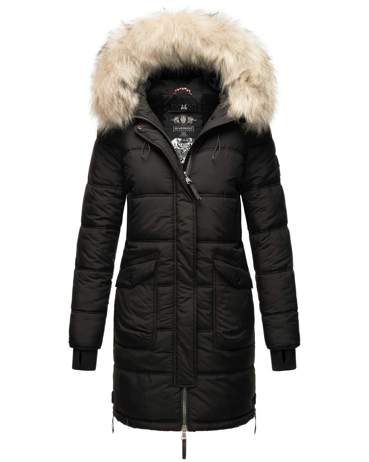 Marikoo Chaskaa Damen Kapuze Kunstfell Winter Jacke warm lang gestepp,  129,90 €