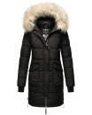 Marikoo Chaskaa Damen Kapuze Kunstfell Winter Jacke warm lang gesteppt B879 Schwarz-Gr.XL