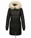 Marikoo Chaskaa Damen Kapuze Kunstfell Winter Jacke warm lang gesteppt B879 Schwarz-Gr.XL