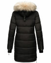 Marikoo Chaskaa Damen Kapuze Kunstfell Winter Jacke warm lang gesteppt B879 Schwarz-Gr.XL