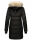 Marikoo Chaskaa Damen Kapuze Kunstfell Winter Jacke warm lang gesteppt B879 Schwarz-Gr.XL