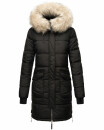 Marikoo Chaskaa Damen Kapuze Kunstfell Winter Jacke warm lang gesteppt B879 Schwarz-Gr.XXL