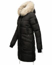 Marikoo Chaskaa Damen Kapuze Kunstfell Winter Jacke warm lang gesteppt B879 Schwarz-Gr.XXL