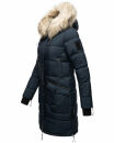 Marikoo Chaskaa Damen Kapuze Kunstfell Winter Jacke warm lang gesteppt B879 Navy-Gr.XS