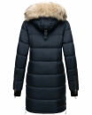 Marikoo Chaskaa Damen Kapuze Kunstfell Winter Jacke warm lang gesteppt B879 Navy-Gr.XS