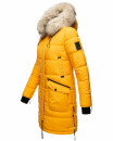Marikoo Chaskaa Damen Kapuze Kunstfell Winter Jacke warm lang gesteppt B879 Gelb-Gr.XS
