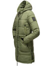 Marikoo Chaskaa Damen Kapuze Kunstfell Winter Jacke warm lang gesteppt B879 Olive-Gr.S