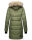 Marikoo Chaskaa Damen Kapuze Kunstfell Winter Jacke warm lang gesteppt B879 Olive-Gr.S