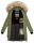 Marikoo Chaskaa Damen Kapuze Kunstfell Winter Jacke warm lang gesteppt B879 Olive-Gr.S