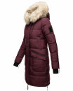 Marikoo Chaskaa Damen Kapuze Kunstfell Winter Jacke warm lang gesteppt B879 Weinrot-Gr.XS