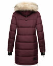 Marikoo Chaskaa Damen Kapuze Kunstfell Winter Jacke warm lang gesteppt B879 Weinrot-Gr.XS