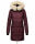 Marikoo Chaskaa Damen Kapuze Kunstfell Winter Jacke warm lang gesteppt B879 Weinrot-Gr.XS