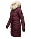 Marikoo Chaskaa Damen Kapuze Kunstfell Winter Jacke warm lang gesteppt B879 Weinrot-Gr.L