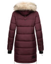 Marikoo Chaskaa Damen Kapuze Kunstfell Winter Jacke warm lang gesteppt B879 Weinrot-Gr.L