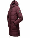 Marikoo Chaskaa Damen Kapuze Kunstfell Winter Jacke warm lang gesteppt B879 Weinrot-Gr.L