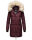 Marikoo Chaskaa Damen Kapuze Kunstfell Winter Jacke warm lang gesteppt B879 Weinrot-Gr.L