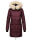 Marikoo Chaskaa Damen Kapuze Kunstfell Winter Jacke warm lang gesteppt B879 Weinrot-Gr.L