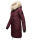 Marikoo Chaskaa Damen Kapuze Kunstfell Winter Jacke warm lang gesteppt B879 Weinrot-Gr.L