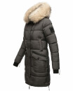 Marikoo Chaskaa Damen Kapuze Kunstfell Winter Jacke warm lang gesteppt B879 Anthrazit-Gr.S