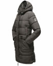 Marikoo Chaskaa Damen Kapuze Kunstfell Winter Jacke warm lang gesteppt B879 Anthrazit-Gr.L