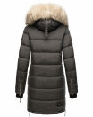 Marikoo Chaskaa Damen Kapuze Kunstfell Winter Jacke warm lang gesteppt B879 Anthrazit-Gr.L