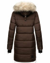 Marikoo Chaskaa Damen Kapuze Kunstfell Winter Jacke warm lang gesteppt B879 Schoko-Gr.M