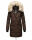 Marikoo Chaskaa Damen Kapuze Kunstfell Winter Jacke warm lang gesteppt B879 Schoko-Gr.M