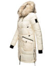 Marikoo Chaskaa Damen Kapuze Kunstfell Winter Jacke warm lang gesteppt B879 Offwhite-Gr.S